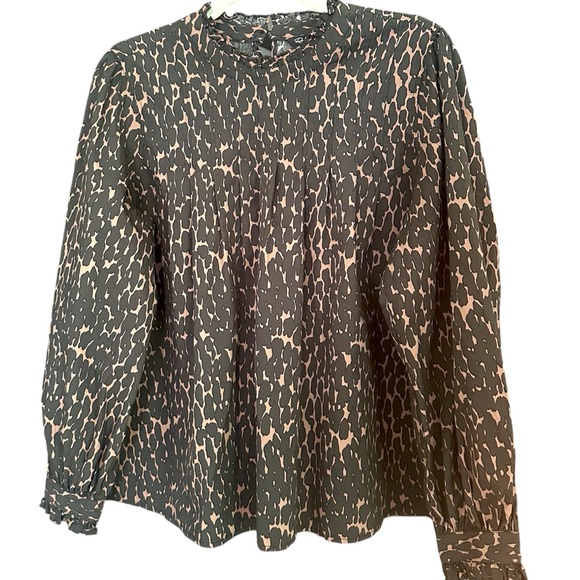 Rails Ariana Leopard Animal Print Ruffle Collar Blouse Size Large - Picture 3 of 10
